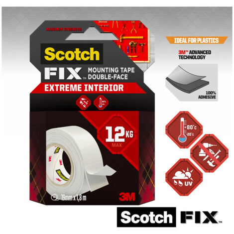 Doppelseitig transparent, 1,5 m x 19 mm, Fix 3M weiß SCOTCH