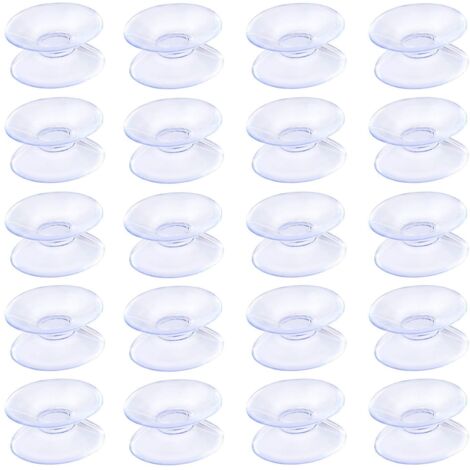 Doppelseitige Saugnäpfe, 2 cm, transparente PVC-Saugnäpfe für Glas-Tischspiegel, 20er-Packung