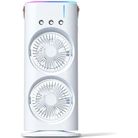 Doppelseitiger persönlicher Nebelventilator, Luftbefeuchterventilator mit LED-Licht, persönlicher Luftkühler für Reisen, Camping, Schlafzimmer, Zuhause