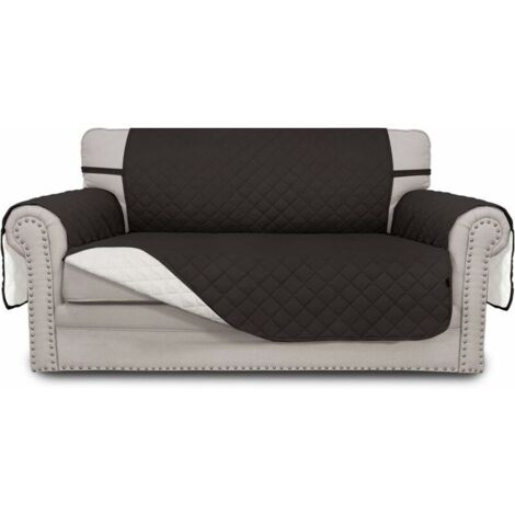 Doppelseitiger Sofabezug, wasserdicht, für Doppelcouch, Möbelschutz mit Gummiband, für Haustiere, Kinder, Hunde und Katzen (Doppelsofa, Schwarz)