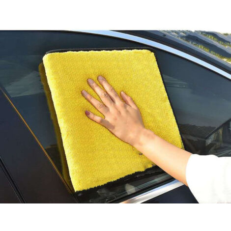 Doppelseitiges, gelb-graues Autowaschtuch – saugfähig und dick für professionelles Trocknen – 30 x 30 cm
