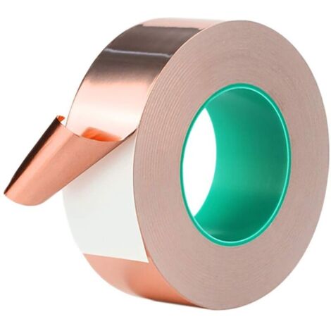Doppelseitiges Klebeband aus Kupferfolie, elektrisch leitfähiges Klebeband, 1 Stück, 0,05 mm x 10 mm x 20 m, leitfähiger Klebstoff für EMI-Abschirmung, Papierschaltungen, elektrische Reparaturen, MUMU