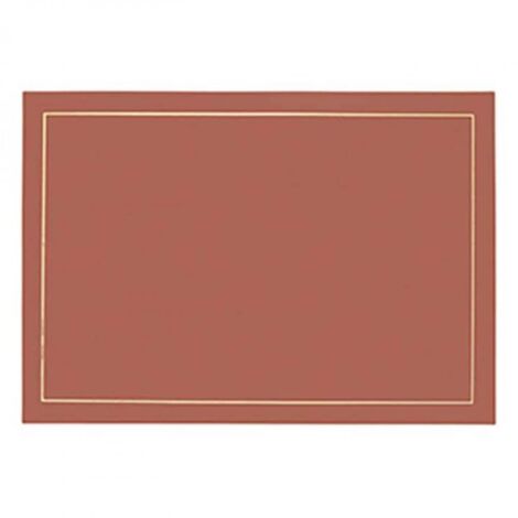 Doppelseitiges quadratisches Leder-Platzset mit Goldrand – grau + dunkelbraun – 43 x 30 cm