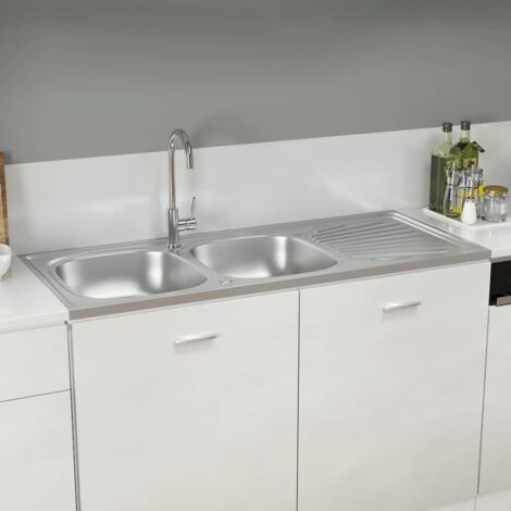 Doppelspüle Silbern 1200x600x155 mm Edelstahl
