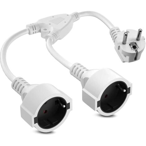 Doppelstecker für Steckdose Mehrfachsteckdose mit Flexible Kable für Büro Küche Reisen, Weiß