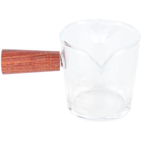 Doppelt ausziehbarer Glasbecher mit Holzgriff, hitzebeständig für die Küche