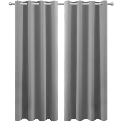 [Doppelt verdunkelnder Vorhang] Thermoisolierender Vorhang, kein Bohren erforderlich, Grau, 132 x 213 cm, Polyester