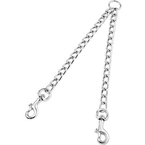 Doppelte Hundeleine (3,5 mm x 60 cm) mit beidseitig verchromtem Metall, Sicherheitsleine für 2 Hunde zum Training
