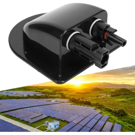 Doppelte Kabeleinführungsdose für Solarkabel, ABS, wetterfest (IP68), für Wohnmobile, Camping, Bootspaneele, Schwarz