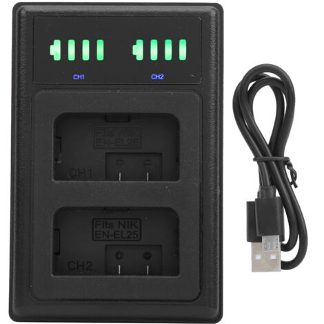 Doppelte Schnellladestation mit LCD-Display, Micro-USB-C-Anschluss für ENEL25-Akkus