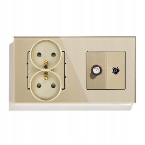 DOPPELTE STECKDOSE + SATELLITENANTENNENSTECKER, GLASKONTAKT