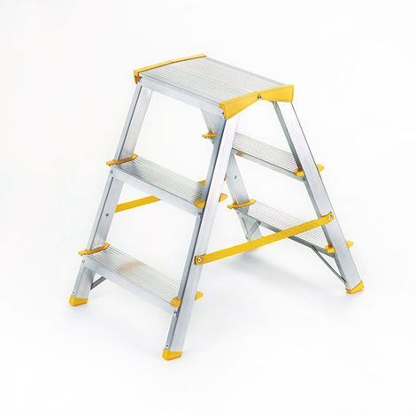 Doppelte Stehleiter 2x3 Stufen - Maximale Arbeitshöhe 2,11m - 923