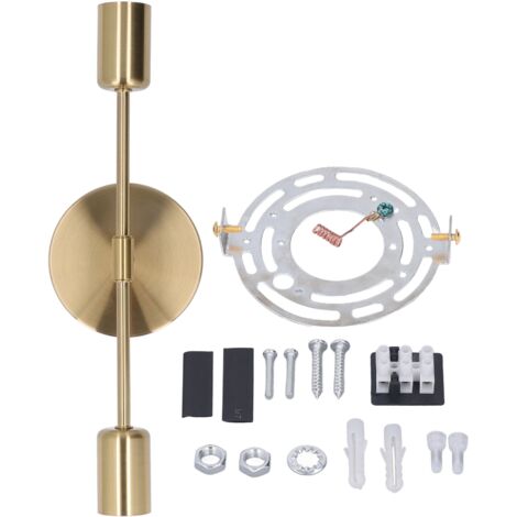 Doppelte Wandleuchte im Vintage-Stil aus gebürstetem Metall mit E27/E26-Fassung, rostfrei, für Wohnzimmer/Badezimmer, Gold, 85–265 V