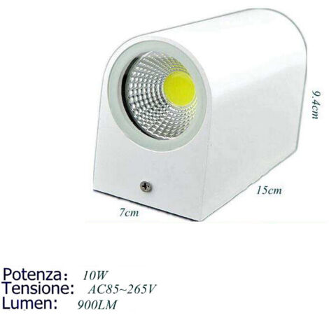DOPPELTELED-WANDLAMPE10WWEISSKALTLICHTUPDOWNWANDLAMPEEXTERNERSPOTLIGHT