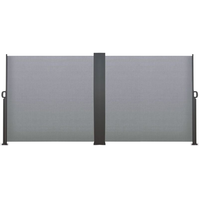 Paravent außen einziehbar doppelt 160 x 800 CM hellgrau Seitenrollo
