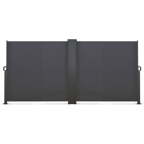 Doppelter einziehbarer Außenparavent 160 x 800 CM anthrazitgrau Seitenrollo