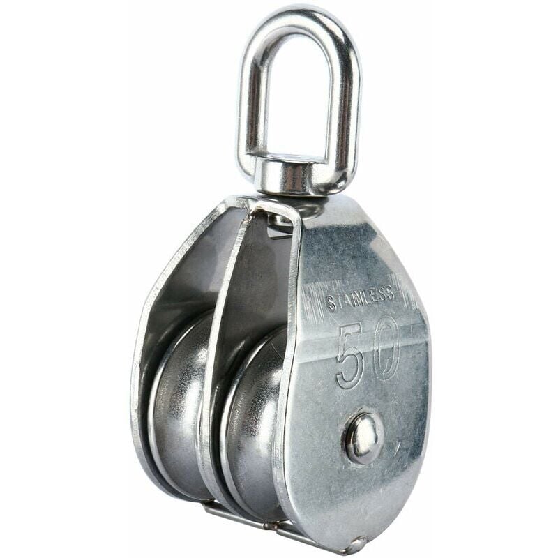 Image of SNQ - Doppelter Flaschenzug aus Edelstahl 304 mit Drehhaken (M50)