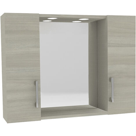 Doppelter hängender Badezimmerspiegel 'Dia' Cm 77 X 16 X H.57 - Graue Eiche