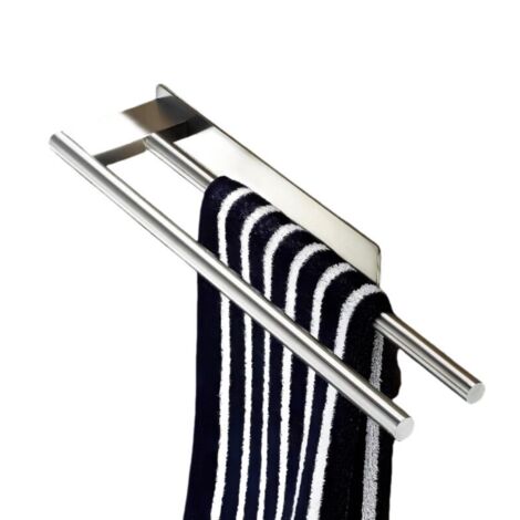 Doppelter, wandmontierter Handtuchhalter, 39 cm, aus Edelstahl 304, bohrfreie Montage, ideal für Bad und Küche (silber)