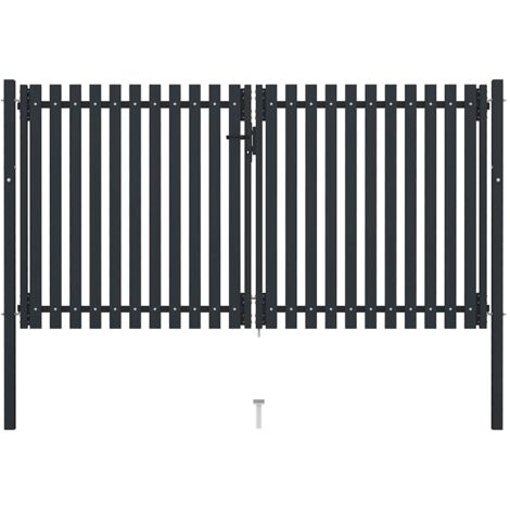 Doppeltür-Gartentor aus Stahl 300 x 175 cm Anthrazit