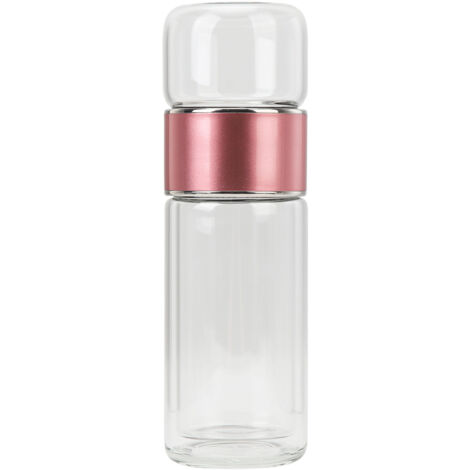 Doppelwandige Glaswasserflasche mit Tee-/Wasser-Trennwand, tragbar und multifunktional für Büro und Zuhause