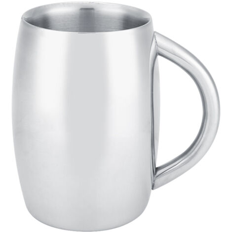 Doppelwandiger Edelstahl-Kaffeebecher mit Henkel für Bier oder Tee – Küchenaccessoire