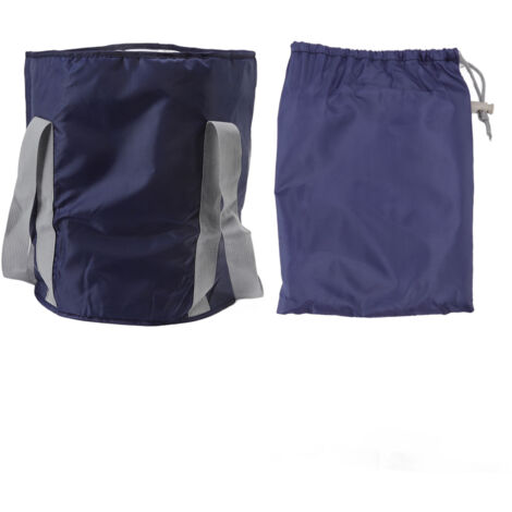 Doppelwandiger, faltbarer Campingeimer aus Polyester mit Aufbewahrungstasche, ideal für Outdoor-Aktivitäten, in Marineblau.