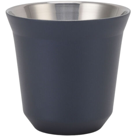 Doppelwandiger, isolierter Kaffeebecher aus Edelstahl 304, 80 ml, dunkelblau, ideal für Zuhause und Camping