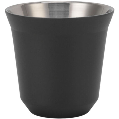 Doppelwandiger, isolierter Kaffeebecher aus Edelstahl 304, 80 ml, schwarz, ideal für Zuhause und Camping, hält heiße und kalte Getränke auf der richtigen Temperatur.