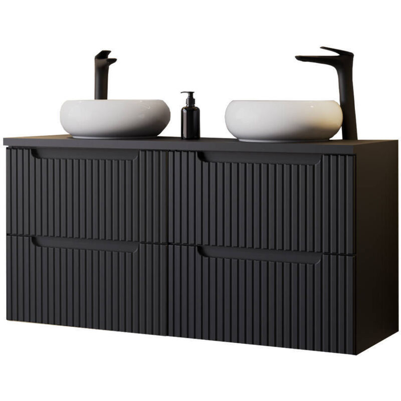 Doppelwaschtisch Skelbolu 120x72x40 Cm Schwarz [en.casa]