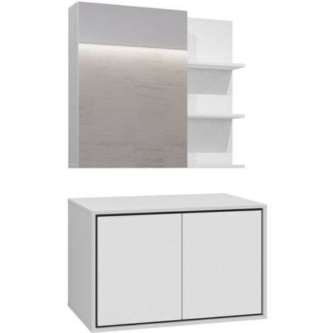 Doppelwaschtisch und Hängesäule 78cm Sophéa, Weiß