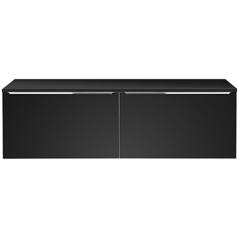Doppelwaschtisch-Unterschrank 160cm, schwarz matt, PUEBLA-56-BLACK
