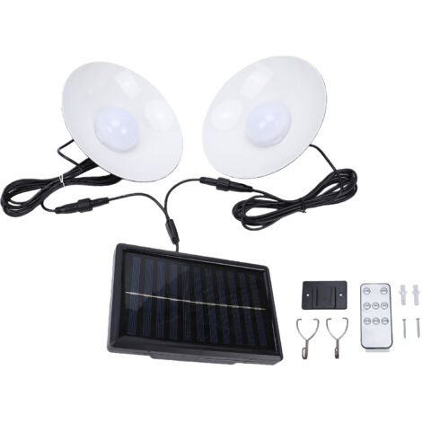 Doppia lampada solare per casetta da giardino - 3 temperature di colore, impermeabile, attivazione crepuscolare - Telecomando incluso
