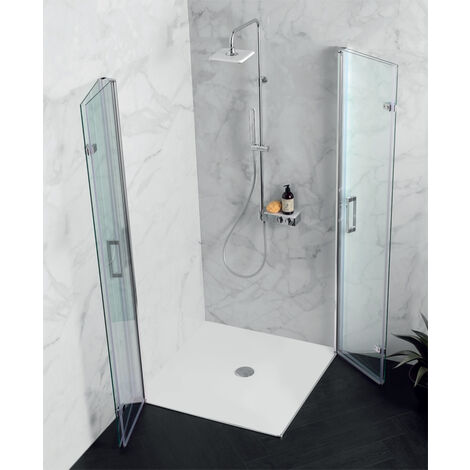 Doppia porta doccia PS35 in cristallo 6 mm trasparente 90x90 con