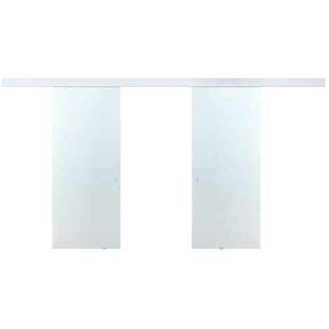 Doppia porta scorrevole - 2 x H205 x L83 cm - Vetro temperato - ALINA