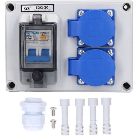 Doppia presa a muro 200-250V, 2 prese 10-16A con interruttore automatico da 40A, protezione IP54 per uso esterno, facile installazione