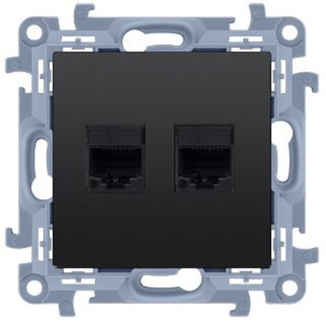 Doppia presa RJ45 per computer categoria 5e (modulo), nero opaco, SIMON10