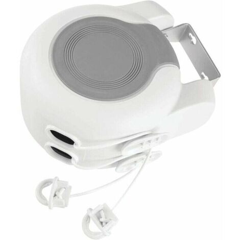 (Doppio filo da 13 m, bianco) Stendibiancheria retrattile - Stendibiancheria da parete in plastica e metallo per uso interno ed esterno - per bagno, lavanderia, giardino o viaggio