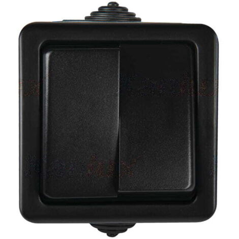 Doppio interruttore murale - 2 leve - IP54 - Nero - 72x72mm - TEKNO
