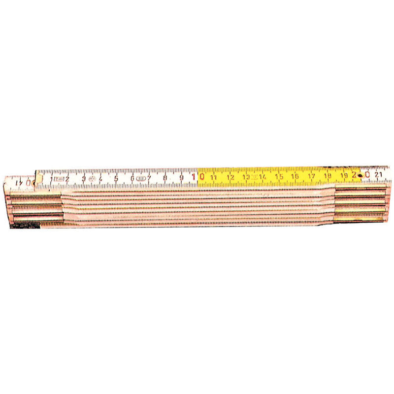 Image of Doppio metro bianco giallo con 10 aste da 16 mm a molla per edilizia misurazione