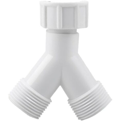 Doppio raccordo a Y per lavatrice e lavastoviglie. Adattatore di scarico con filettatura da 3/4". Raccordo per tubo flessibile per rubinetto ed elettrodomestici. Plastica rinforzata ad alta resistenza