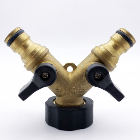 Doppio raccordo per rubinetto da giardino con valvola – Doppio terminale maschio – Ideale per il tuo tubo da giardino – Ottone