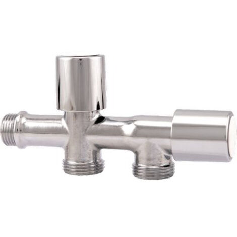 DOPPIO RUBINETTO A VITE X LAVATRICE 240 ITAP - OTTONE CROMATO 1/2MX3/4M