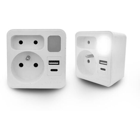 DOPPIO SPLITTER CON LAMPADA 1x USB + 1x USB C