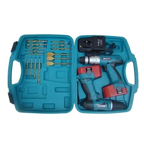 Doppio Trapano avvitatore a batteria 18V in valigetta Wacktek