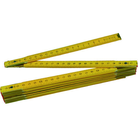 Doppiometro in legno giallo - testata rosso/nera con bollo