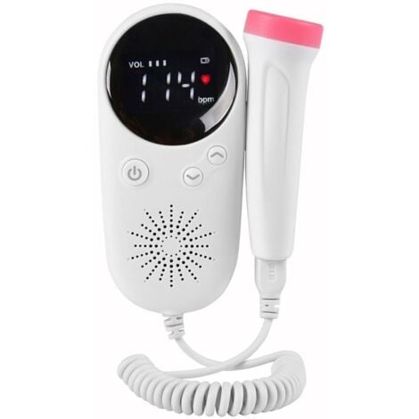 FORTUNEVILLE Doppler fetale per uso domestico Monitor cardiaco prenatale per bambini Display LCD Misuratore di voce per feto Prodotto per la cura quotidiana della donna incinta