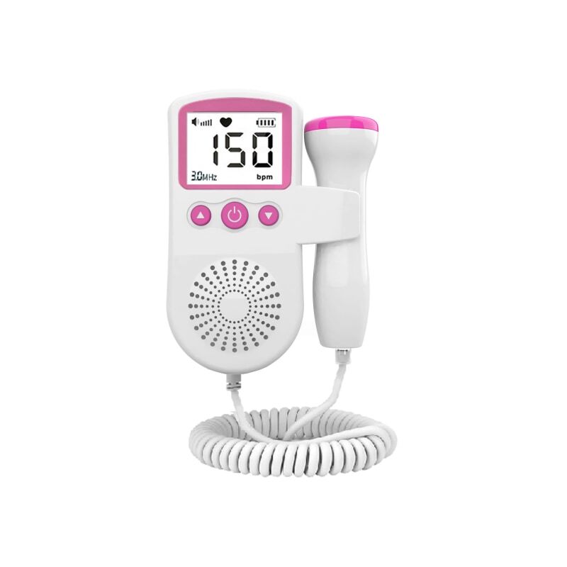 Doppler fœtal Pink Home, moniteur cardiaque Doppler de poche pour bébé pour la grossesse et le test clair