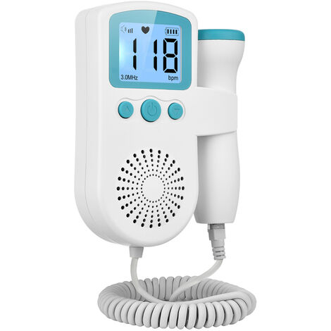 Doppler fœtal portable 3,0 MHz pour la réduction du bruit à la maison Moniteur cardiaque pour bébé pour la grossesse Détecteur de battement de cœur portable pour bébé avec prise casque (bleu sarcelle)