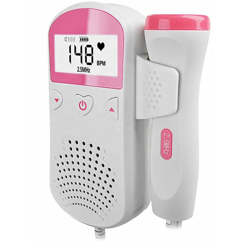 Doppler Fœtal Portable pour Grossesse - Détecteur de Rythme Cardiaque du Bébé (Type 2, Rose)
